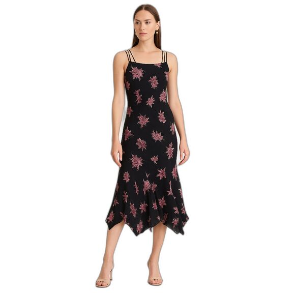 Luisa Spagnoli Floral Bias-Cut Slip Dress Handkerchief Hem (US 8 / IT 44) - Picture 1 of 8